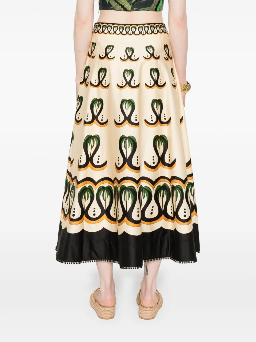 FARM Rio Coconut Tree midi-rok Beige