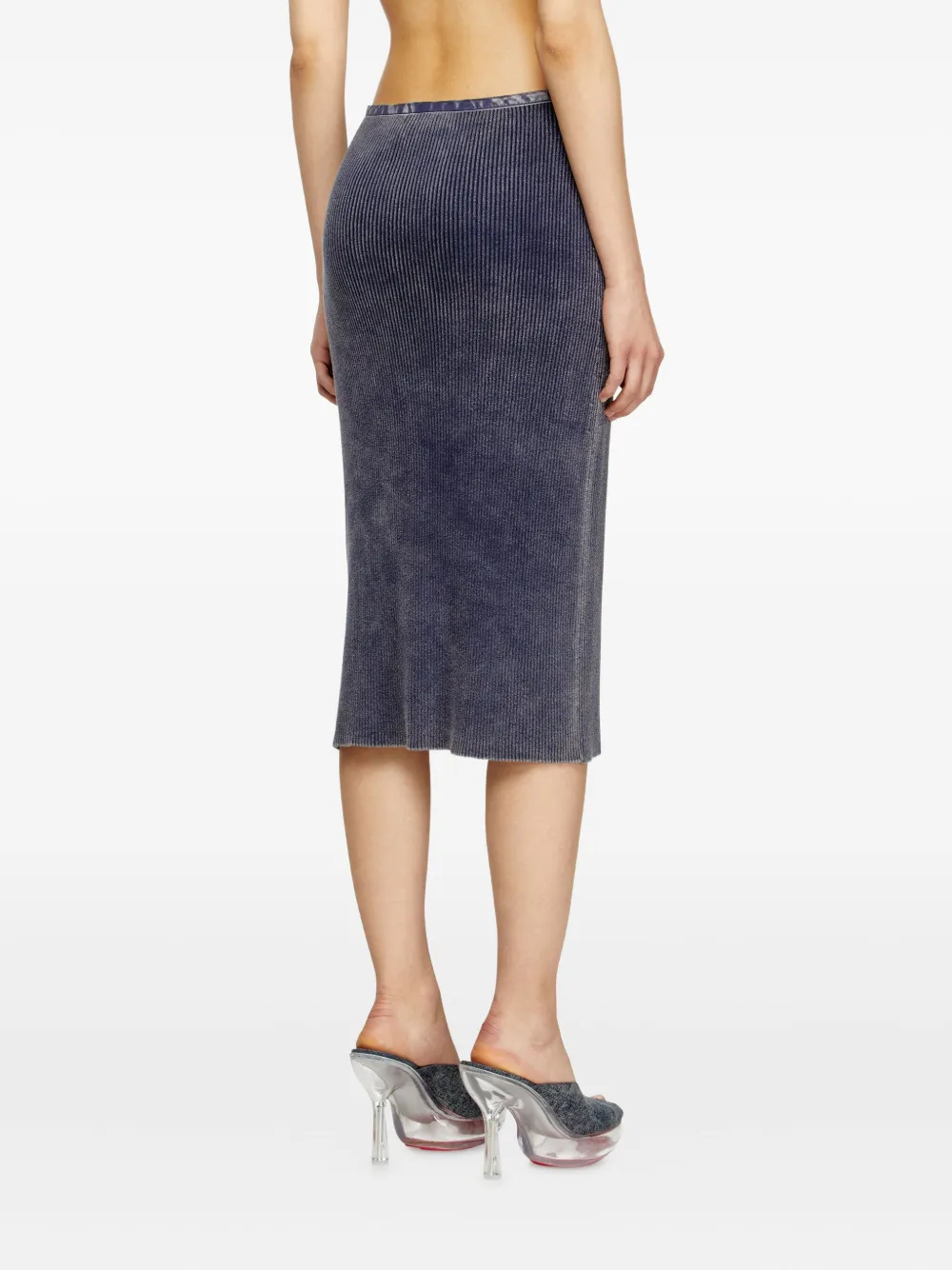 Diesel M-Merin ribbed zip-front skirt Blauw
