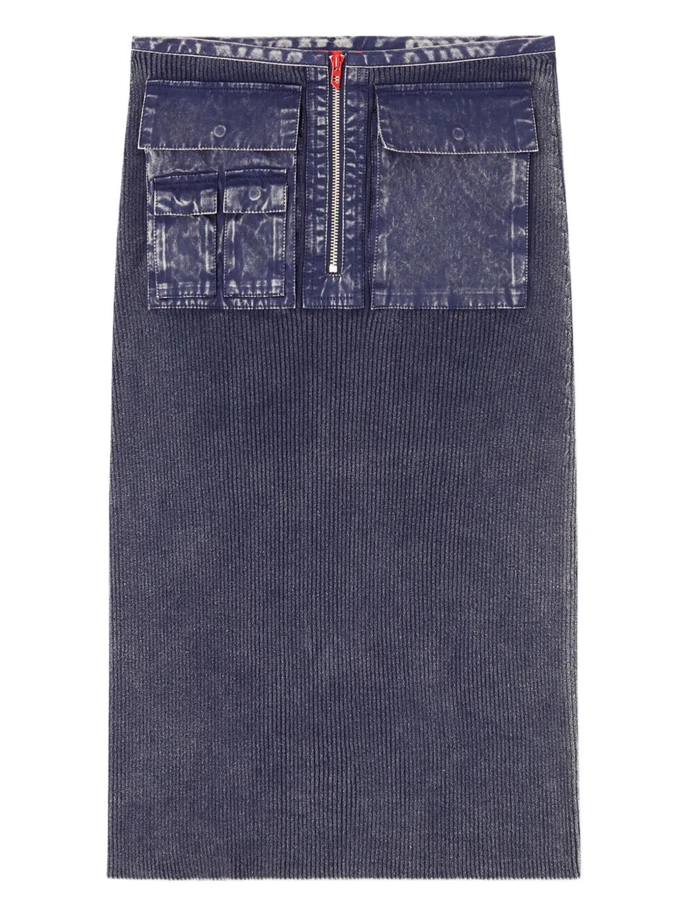Diesel M-Merin ribbed zip-front skirt Blauw