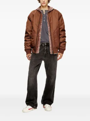 美品 DIESEL BLEACHED BOMBER JACKET インサレート Multicolor Shiny nylon bomber jacket with patches