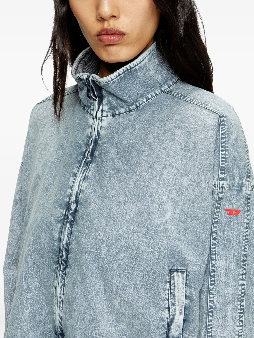 Diesel G-Leam-R1 denim bomberjack Blauw