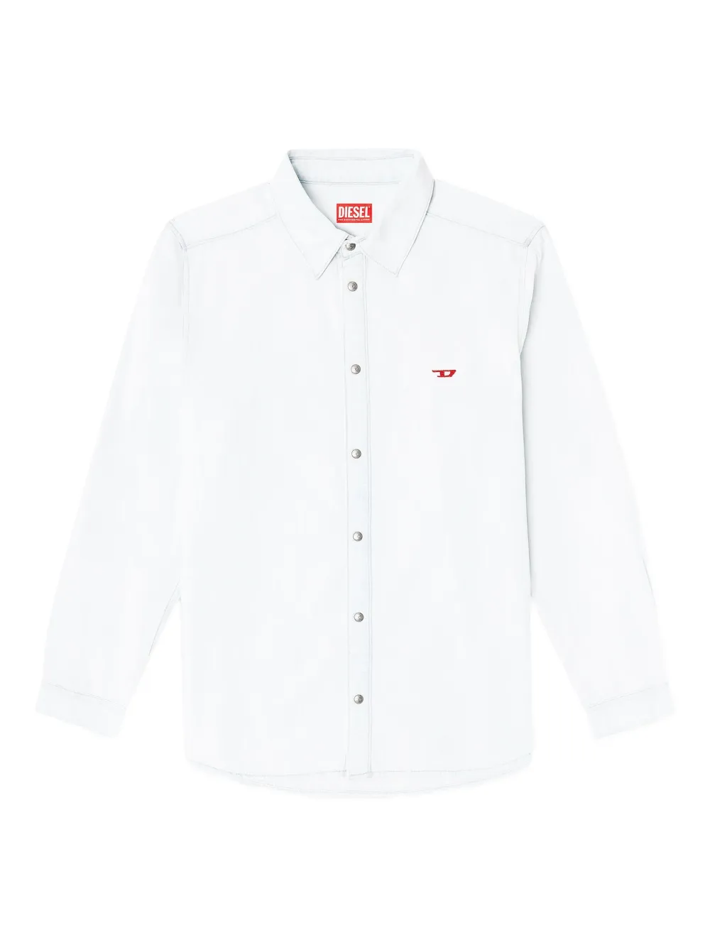 Diesel D-Simply katoenen overhemd met geborduurd logo Blauw