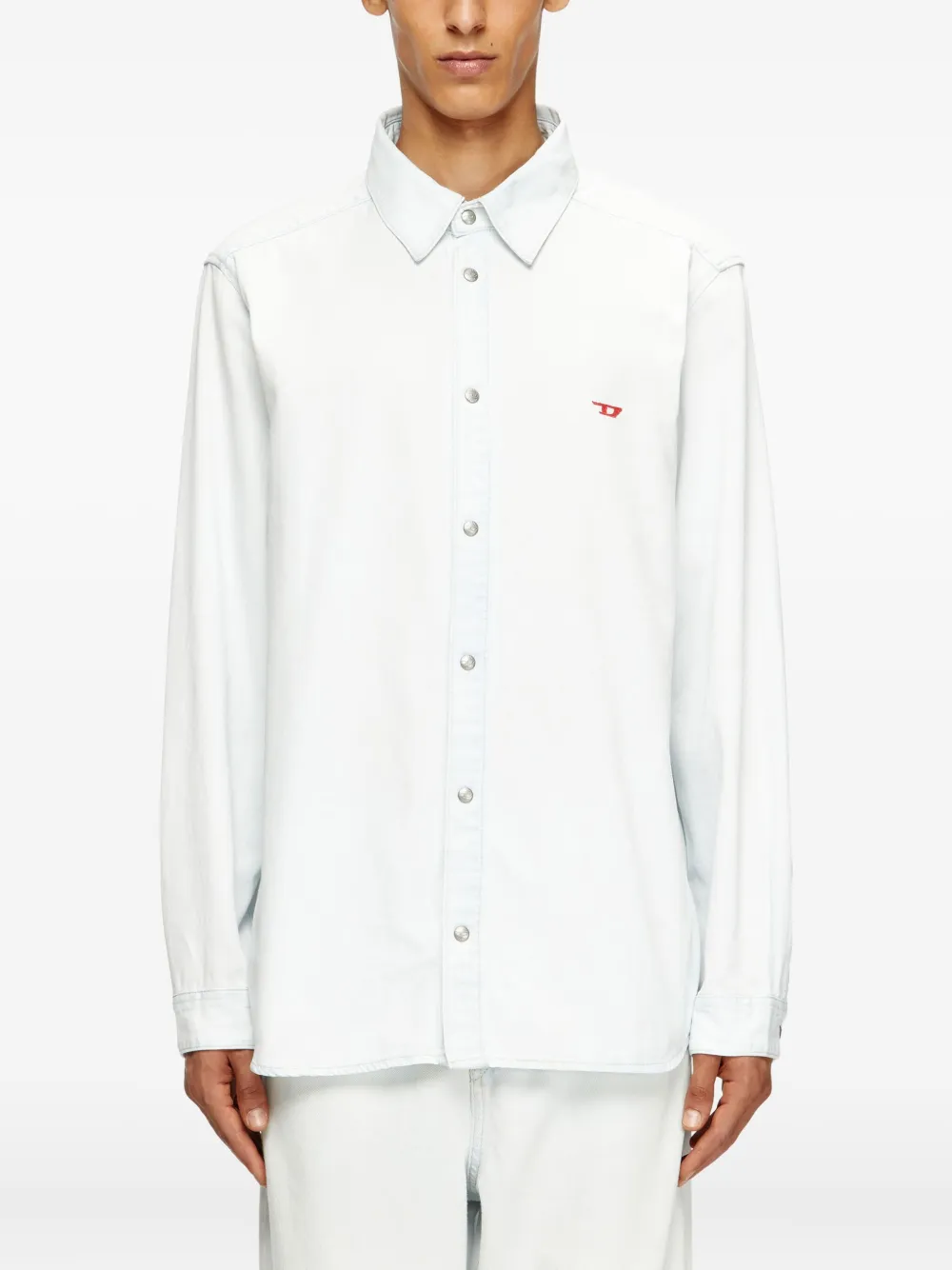 Diesel D-Simply katoenen overhemd met geborduurd logo Blauw