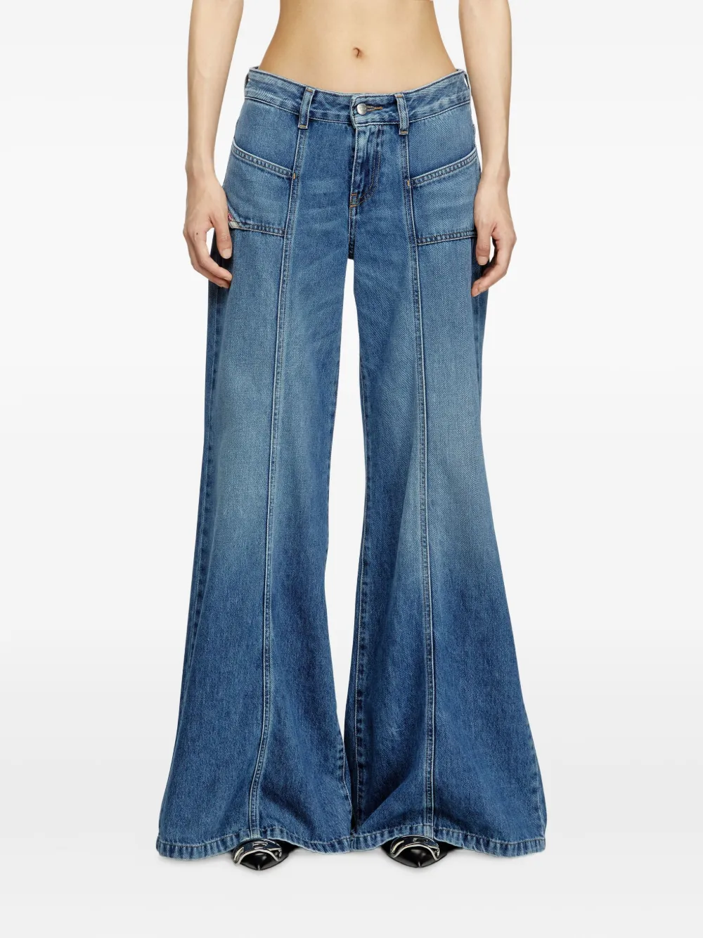 Diesel D-Akii denim jeans met wijde pijpen Blauw