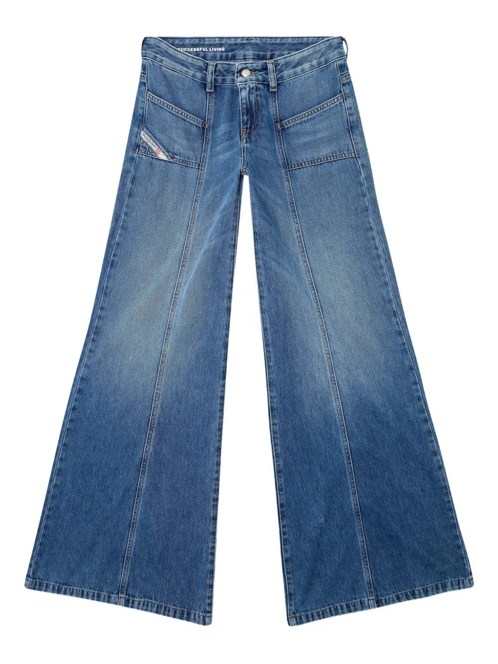 Diesel D-Akii denim jeans met wijde pijpen Blauw