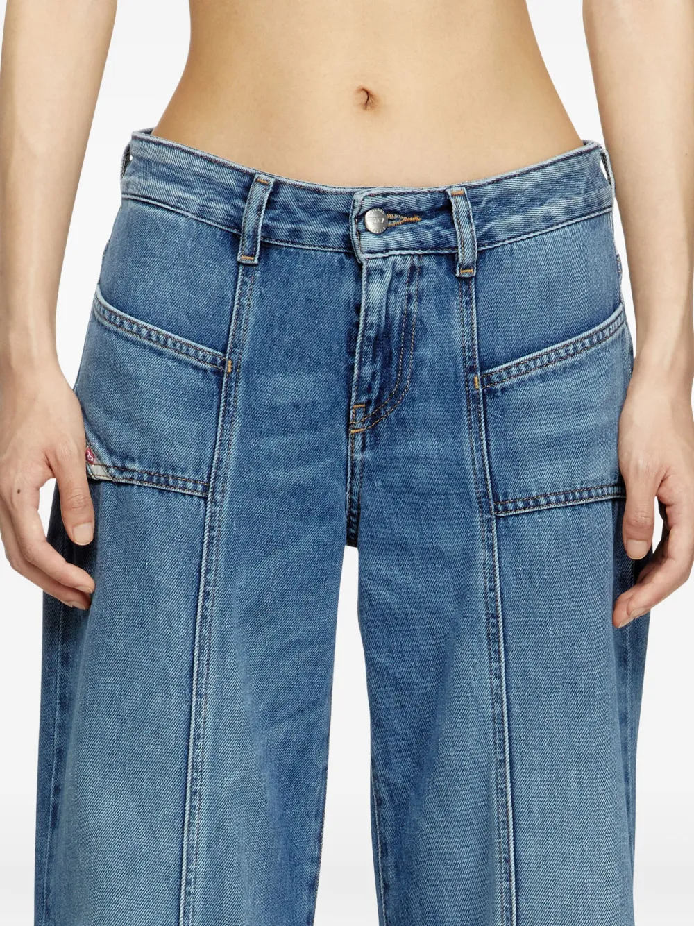 Diesel D-Akii denim jeans met wijde pijpen Blauw
