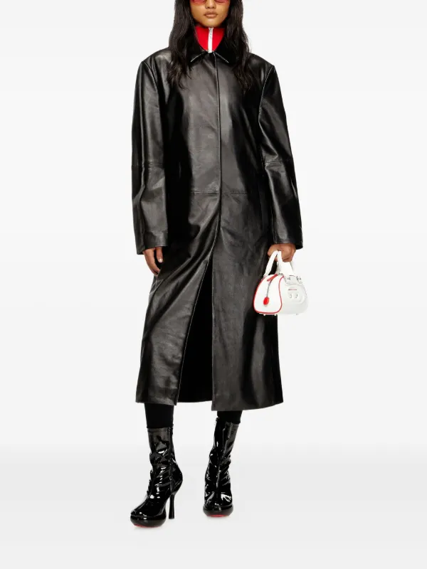 Diesel L-Ancelot Leather Coat | Black | FARFETCH