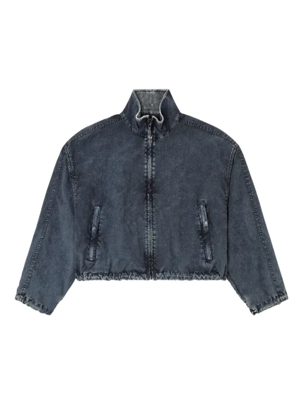 DIESEL ブラック クロップドジャケット DIESEL (ディーゼル) 合成皮革 フルジップ ジャケット DSA192790LHBE