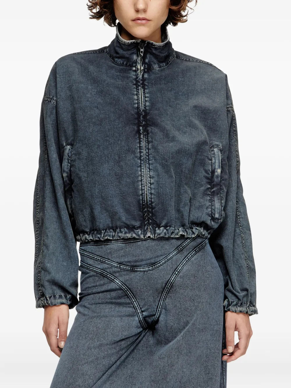 Diesel G-Leam-R1 cropped denim jack Zwart