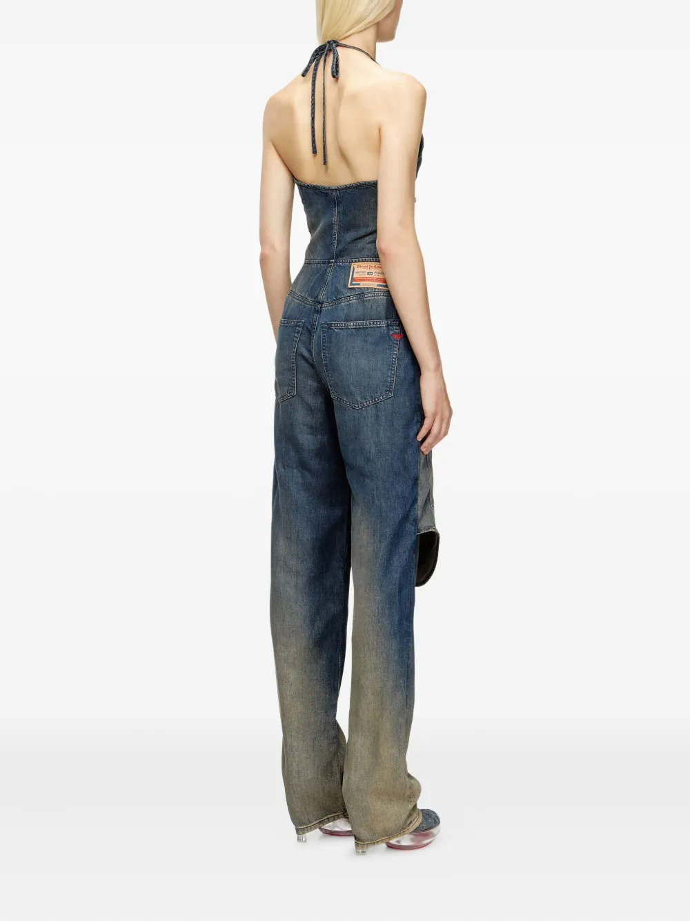 Diesel Cynthia denim jumpsuit met halternek Blauw