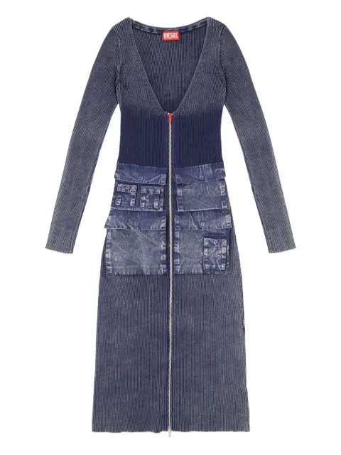Diesel ribbed zip-front pocketed day dress
