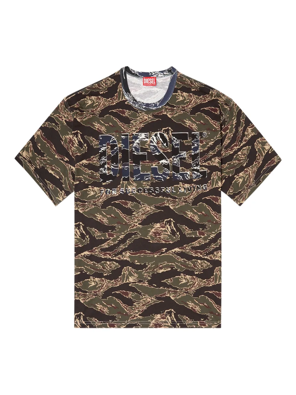 Diesel T-BOXT-T22 tiger-stripe logo T-shirt Groen