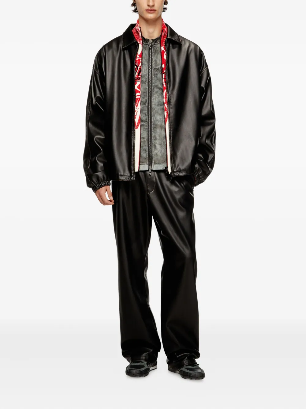 Diesel zip-front panelled jacket | Leather Jackets | Image 2