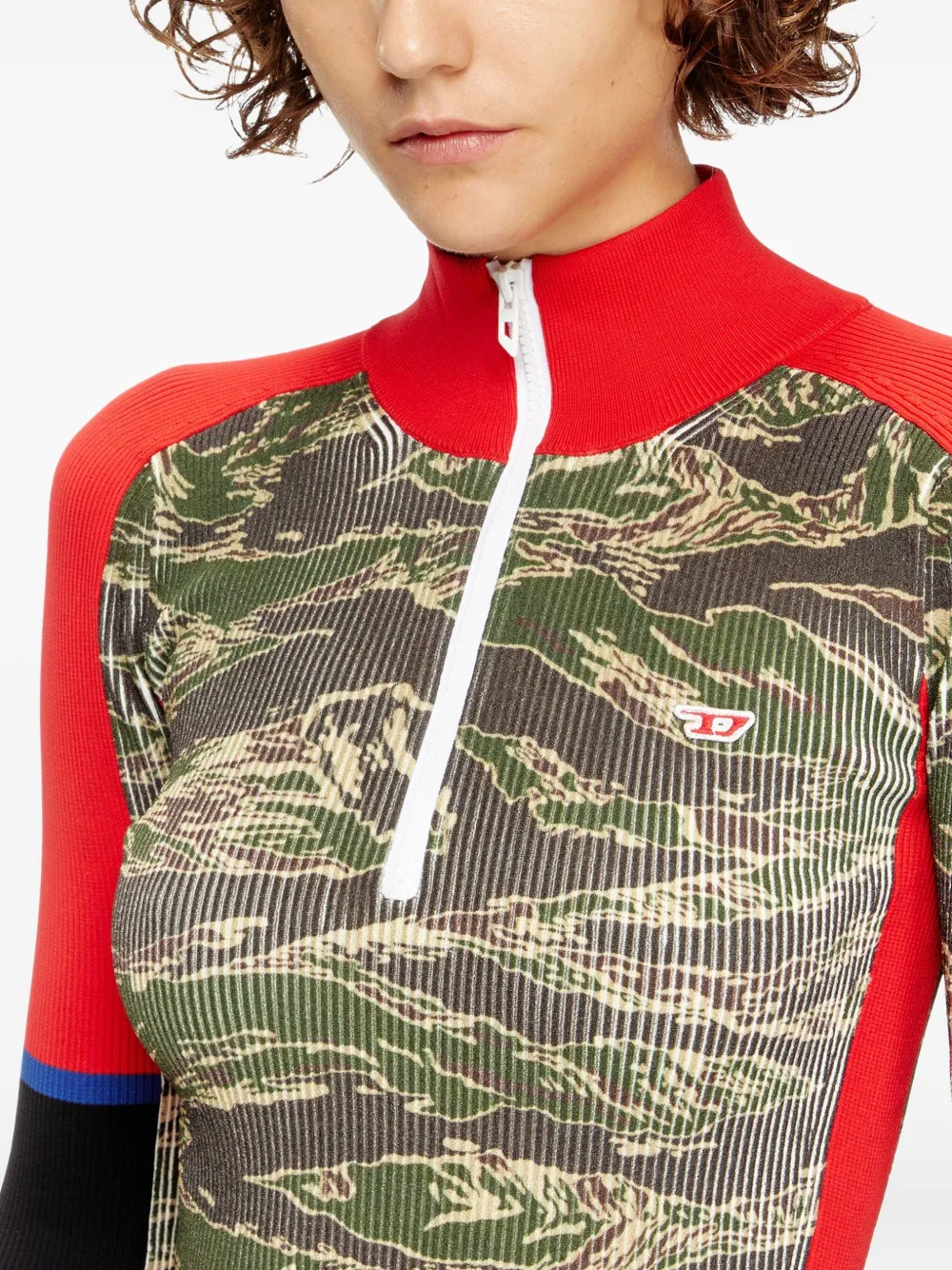 Diesel Geribbelde jurk met tijgerprint Groen