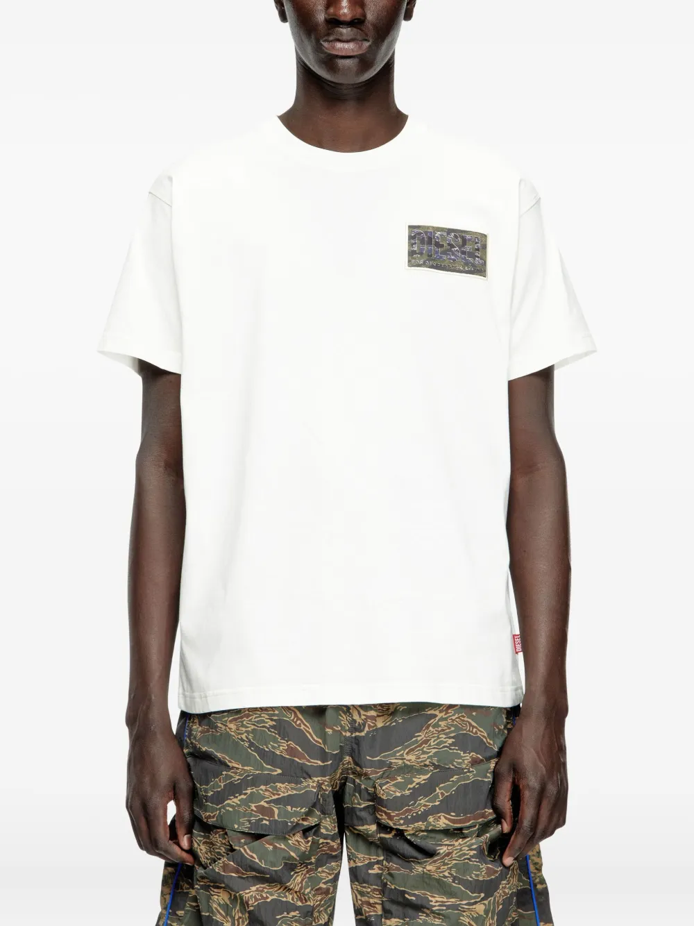 Diesel T-Norm-T3 T-shirt met patch Wit