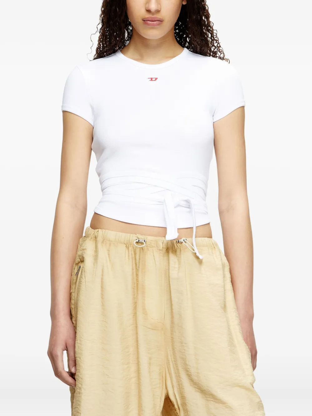 Diesel T-Bunny-Tail T-shirt met geknoopt detail Wit