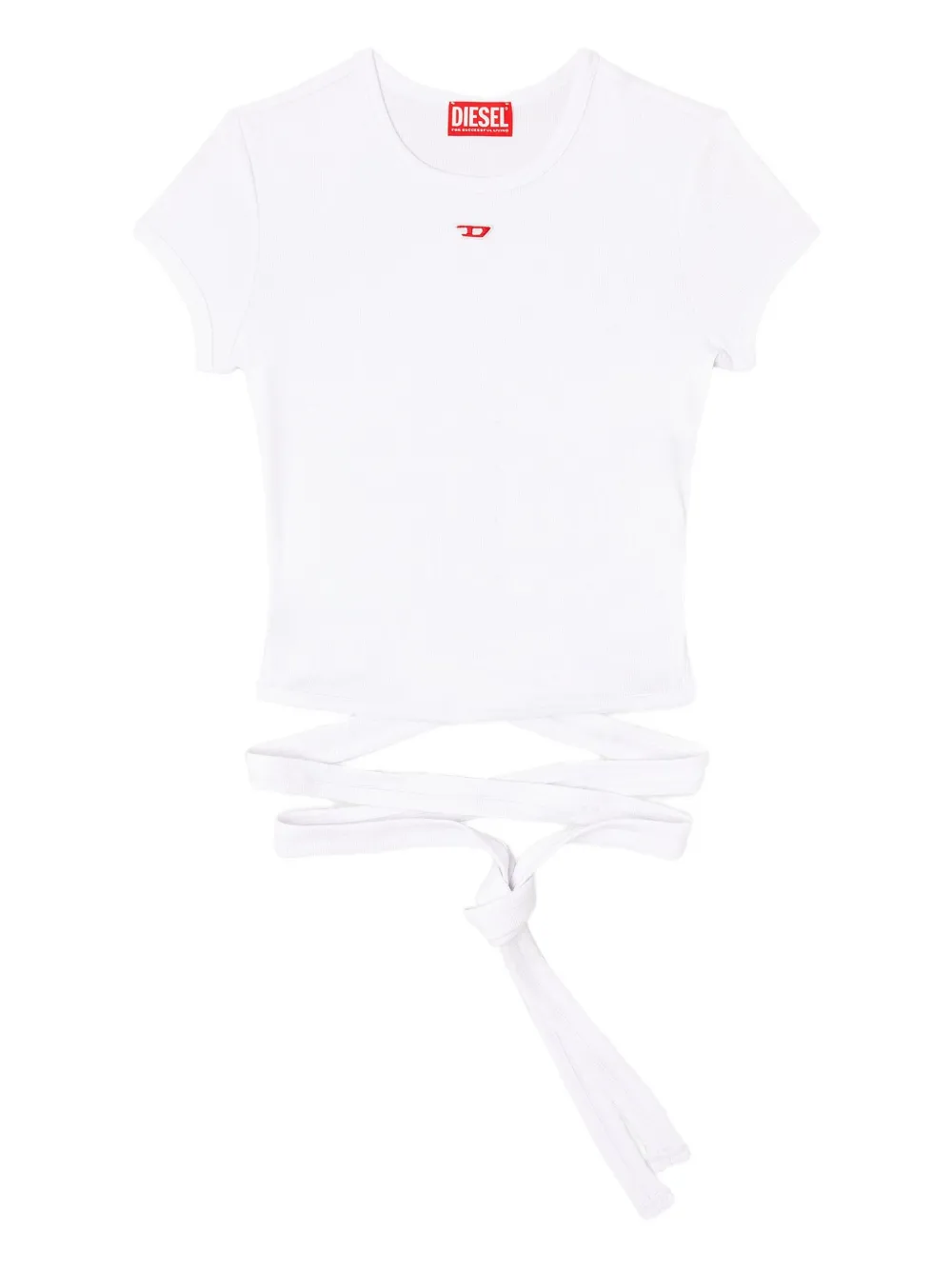 Diesel T-Bunny-Tail T-shirt met geknoopt detail Wit