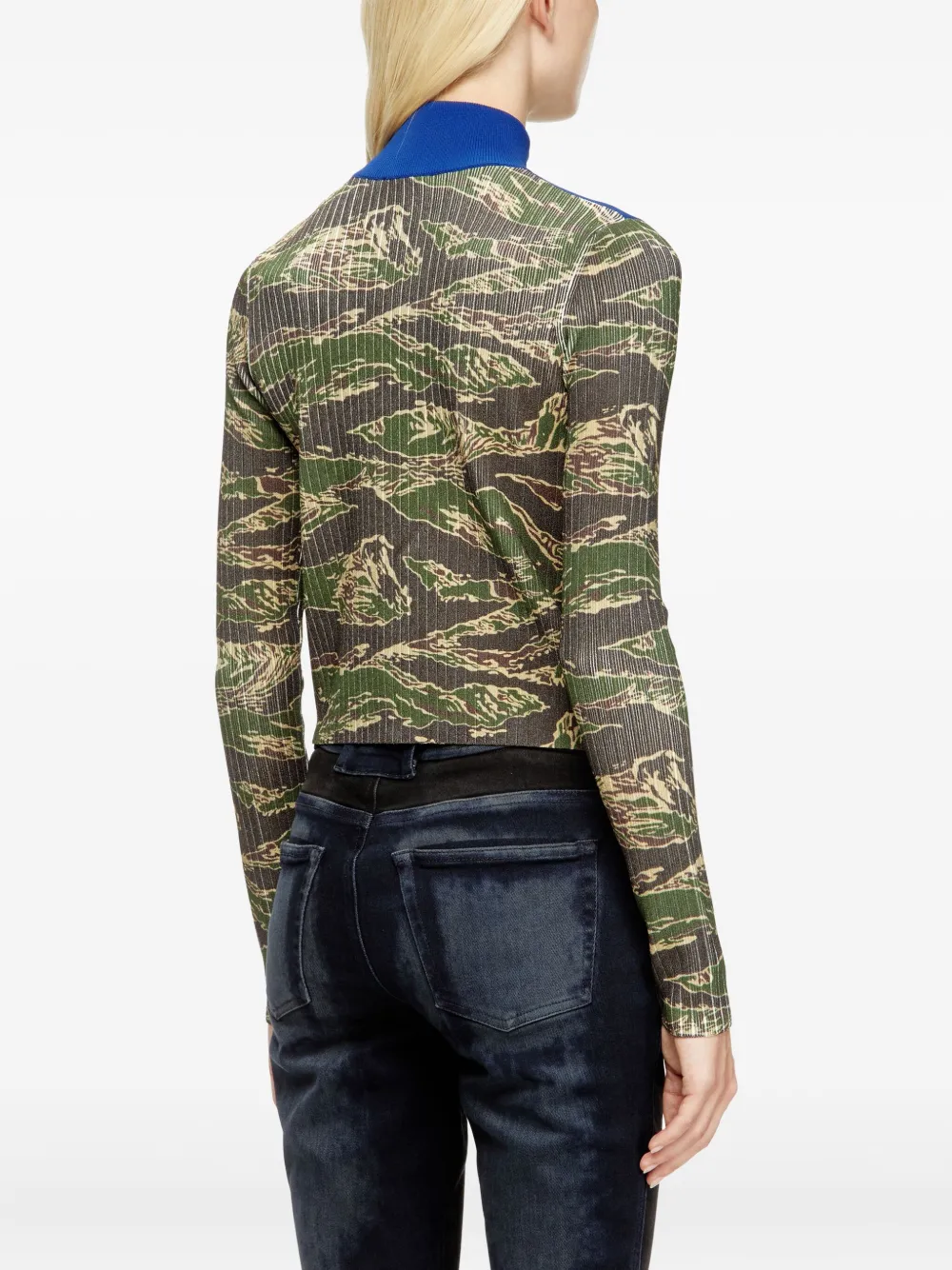 Diesel Geribbelde trui met tijgerprint Blauw