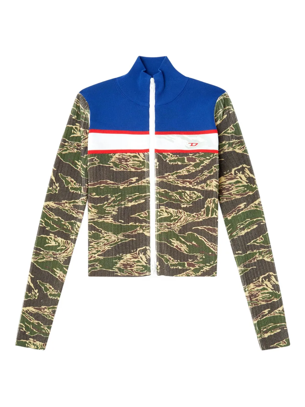 Diesel Geribbelde trui met tijgerprint Blauw