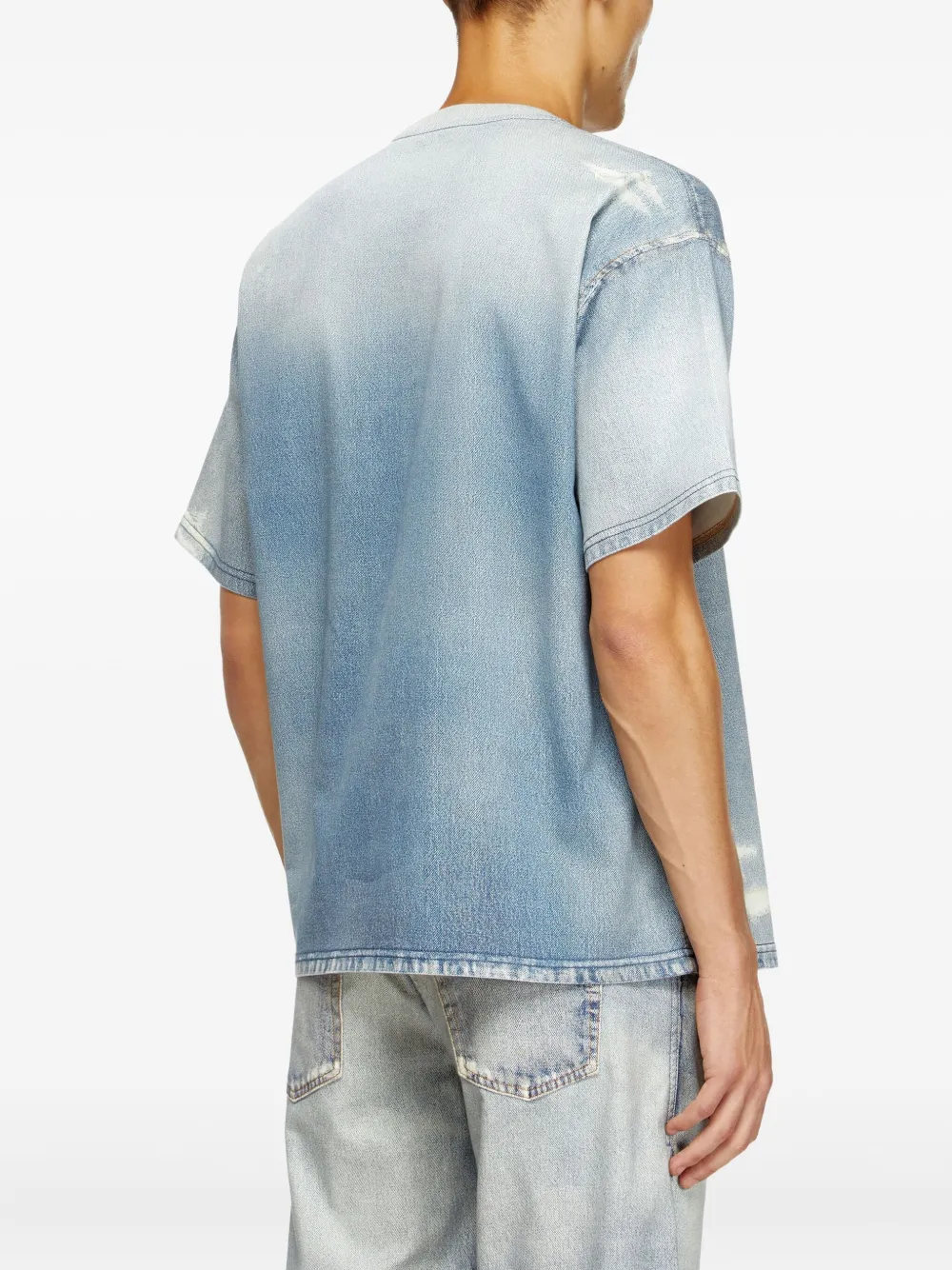Diesel D-Box Jogg gerafeld denim T-shirt Blauw