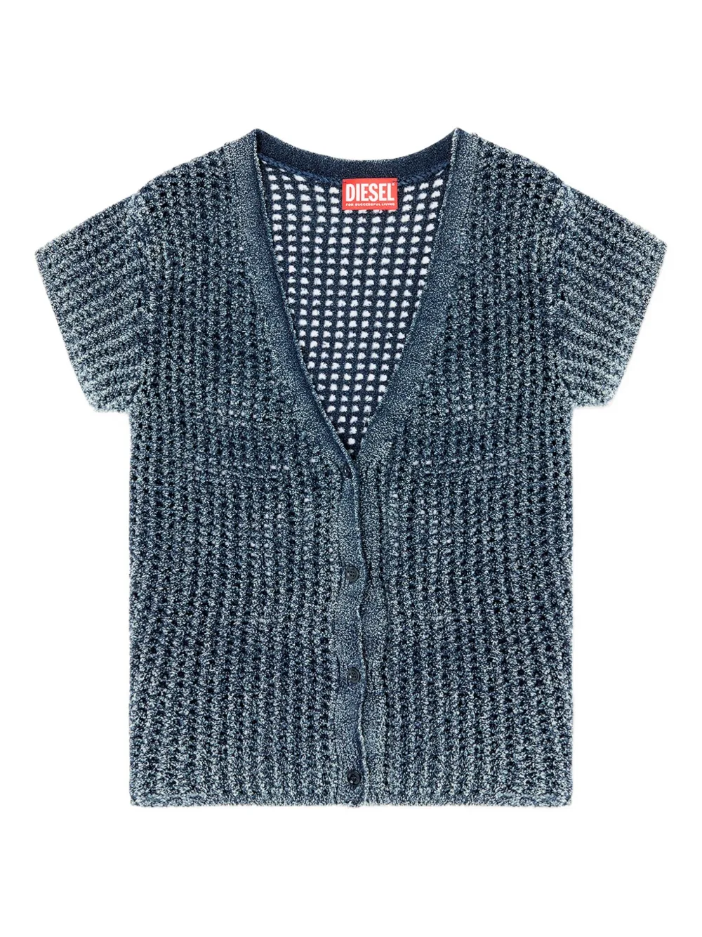 Diesel M-Rez gebreid button-up vest Blauw