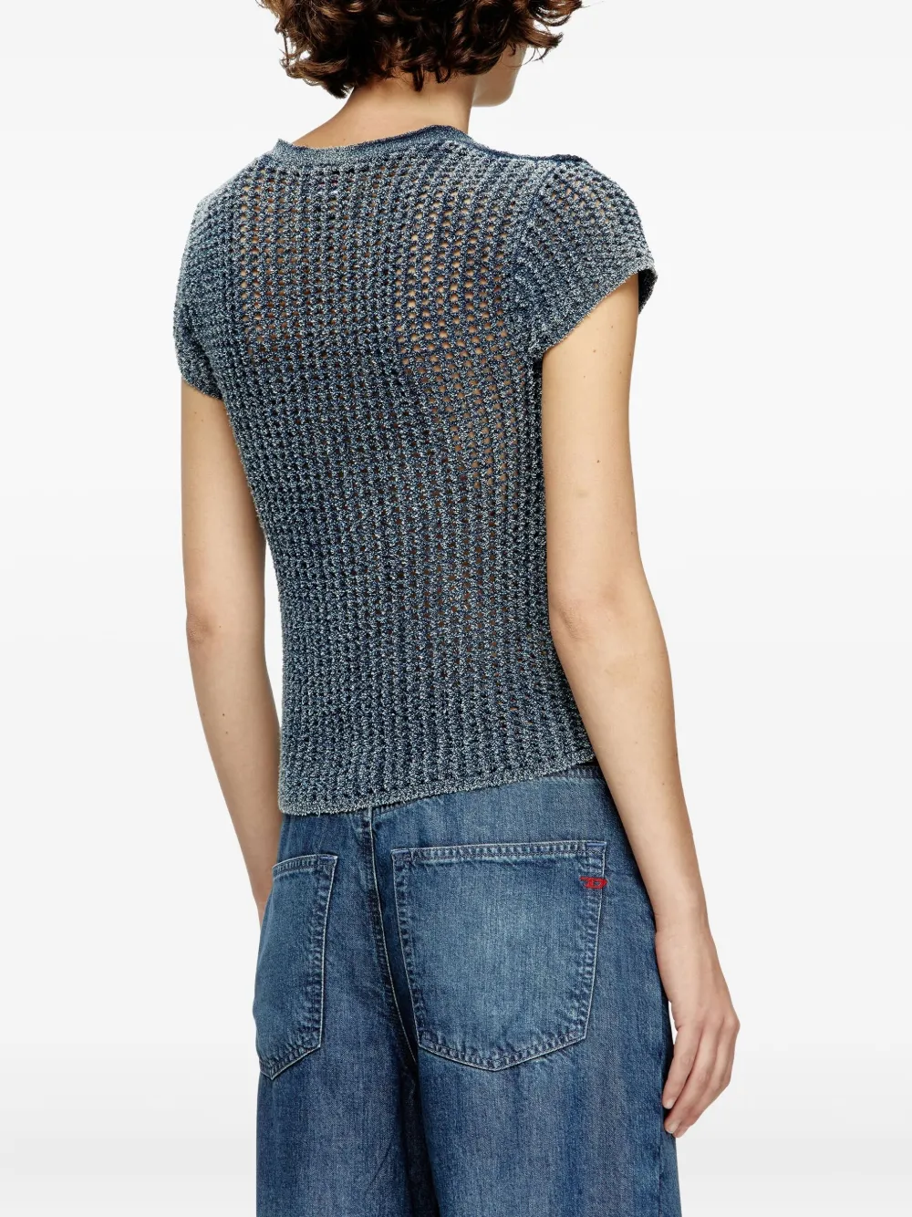 Diesel M-Rez gebreid button-up vest Blauw