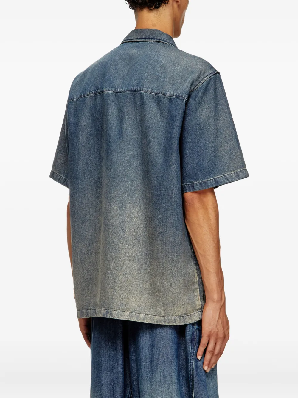 Diesel D-Nabil-S3 denim overhemd met puntkraag Blauw