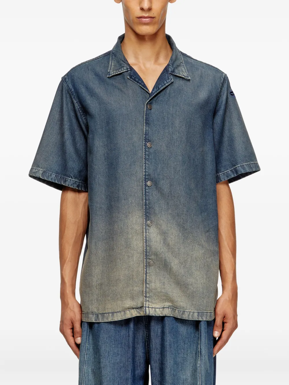 Diesel D-Nabil-S3 denim overhemd met puntkraag Blauw