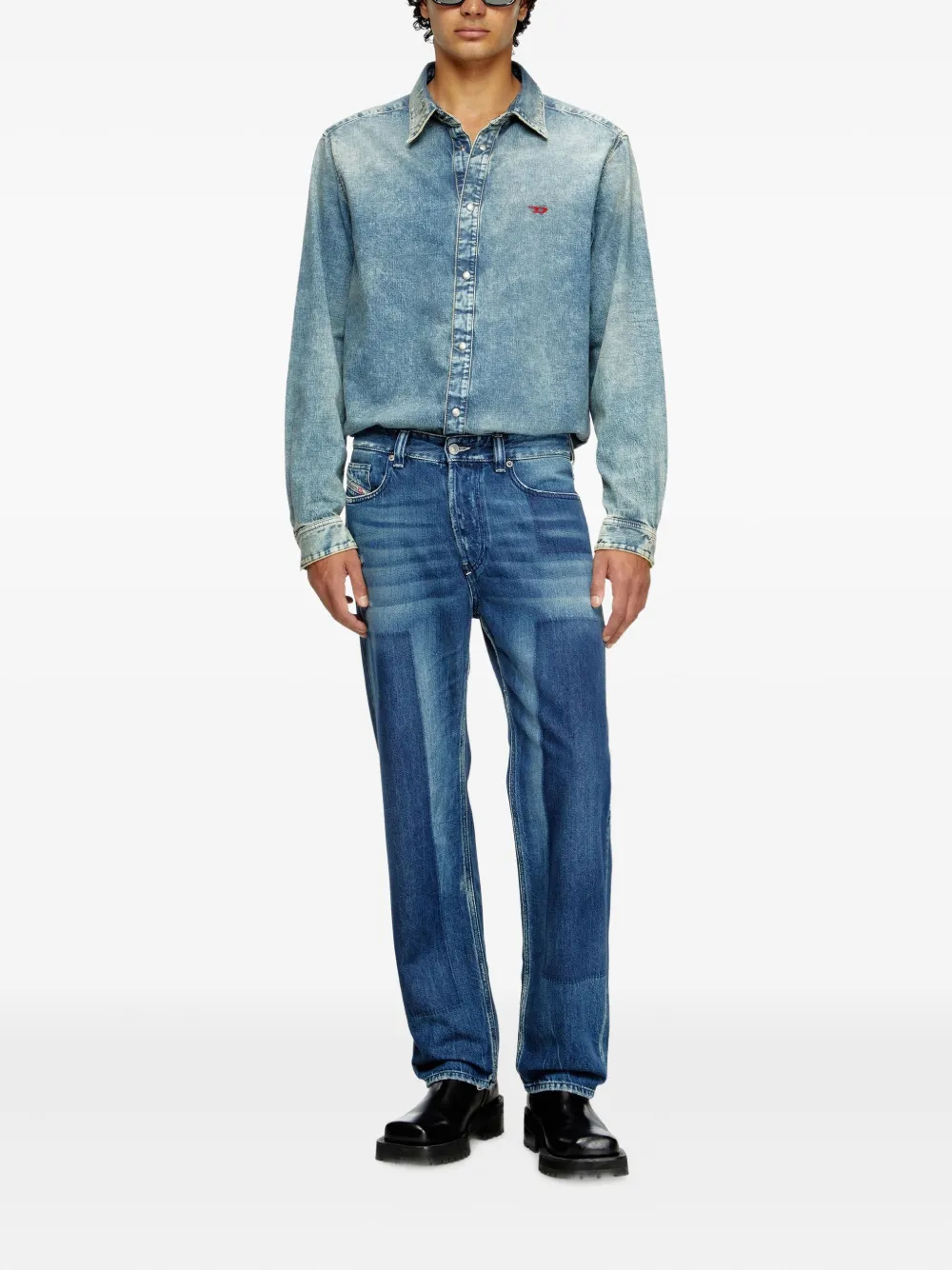 Diesel 2024 D-Macs gerafelde jeans - Blauw