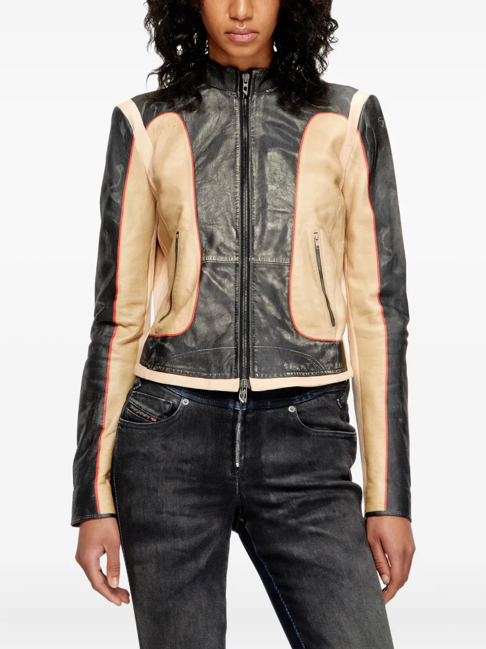 Diesel L-Oonie leren jack met vlakken 9XX