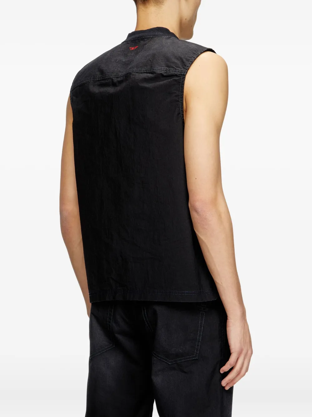 Diesel D-Sund-D-N mouwloze bodywarmer met rits Zwart
