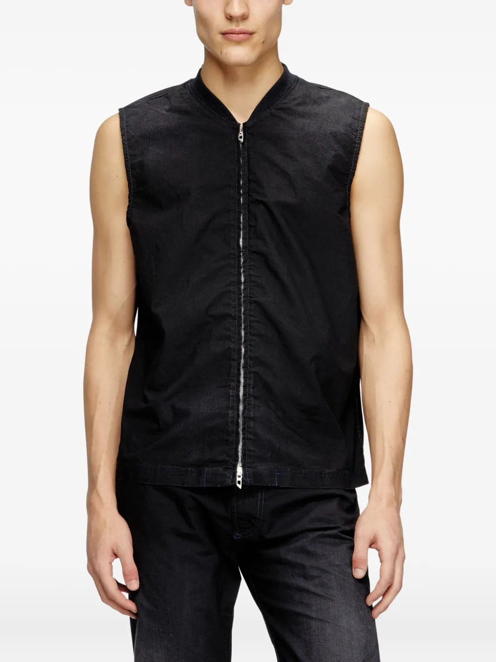 Diesel D-Sund-D-N mouwloze bodywarmer met rits Zwart