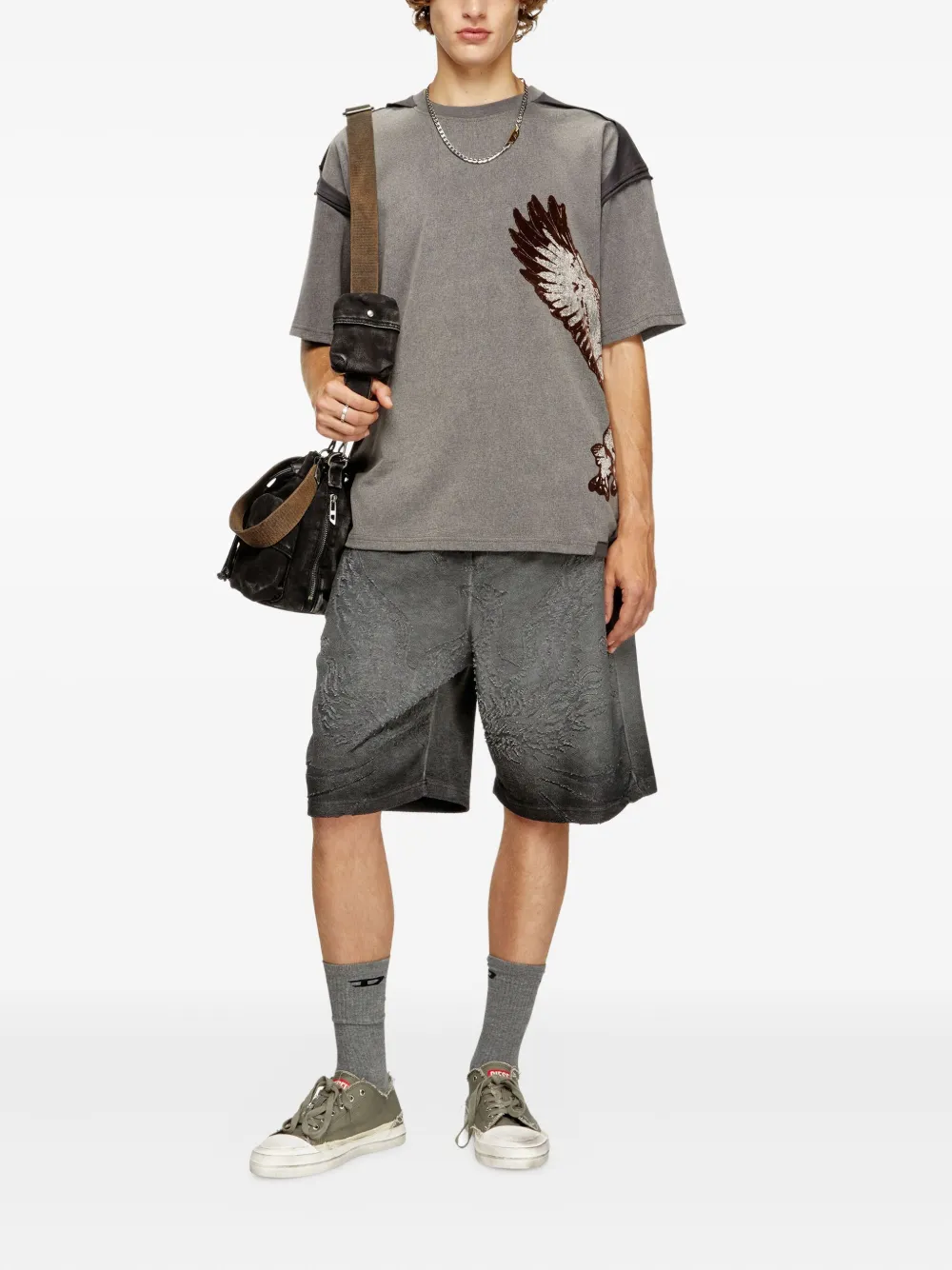 Diesel T-BOXT-PEELOFF eagle-print panelled T-shirt | T-Shirts | Image 2