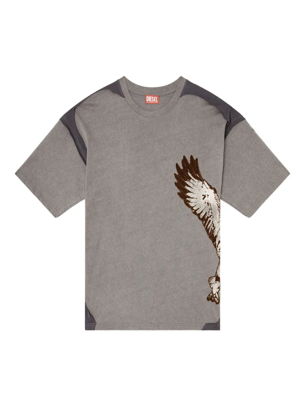 Diesel T-BOXT-PEELOFF eagle-print panelled T-shirt | Grey | Image 1