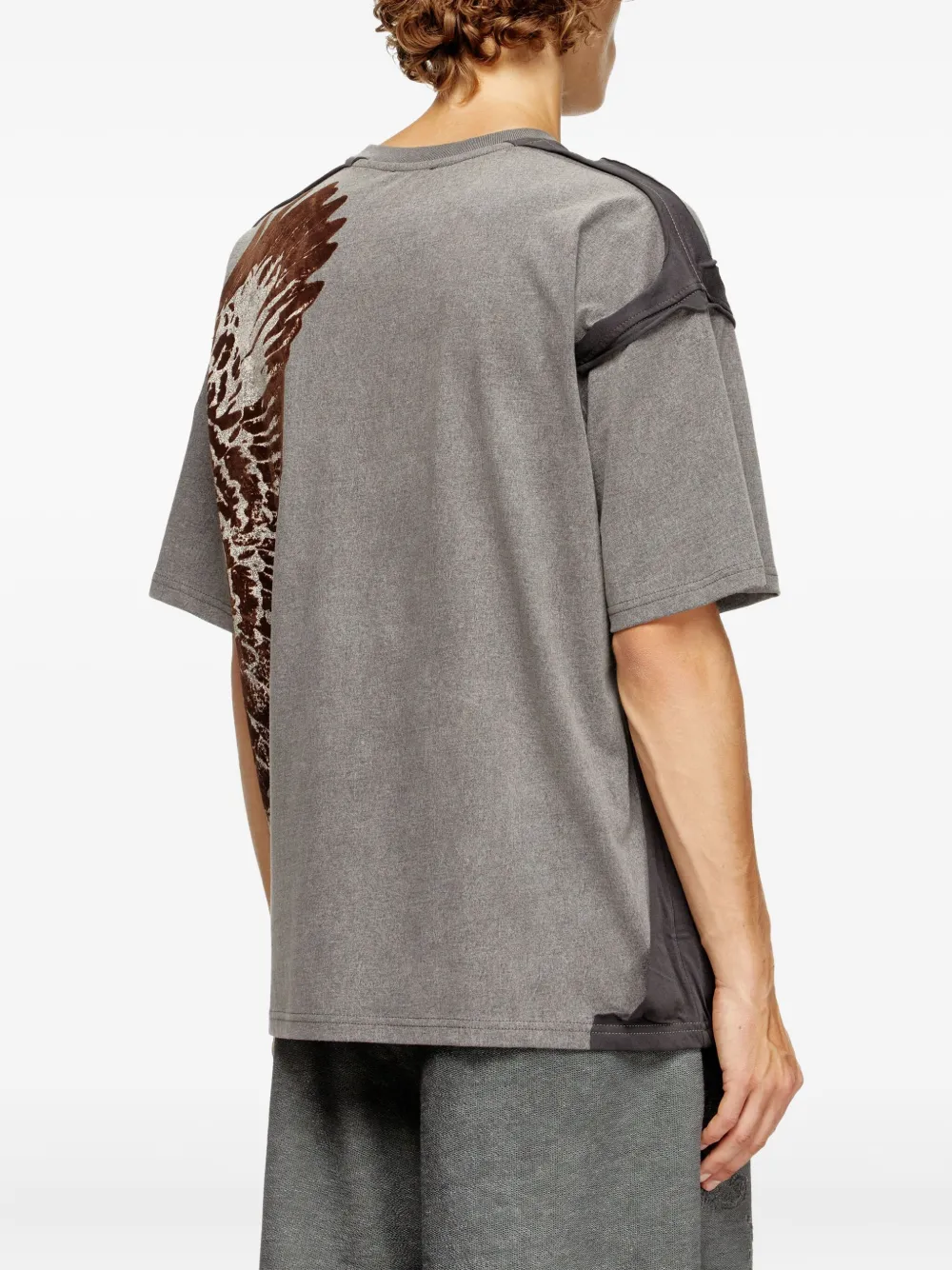 Diesel T-BOXT-PEELOFF T-shirt met vlakken en adelaarprint Grijs