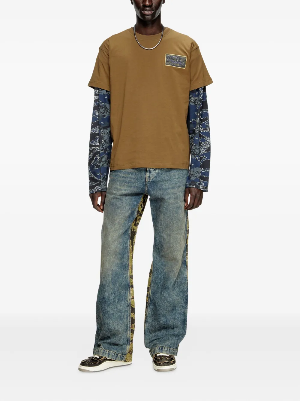 Diesel T-Norm-T3 T-shirt met grafische print Bruin