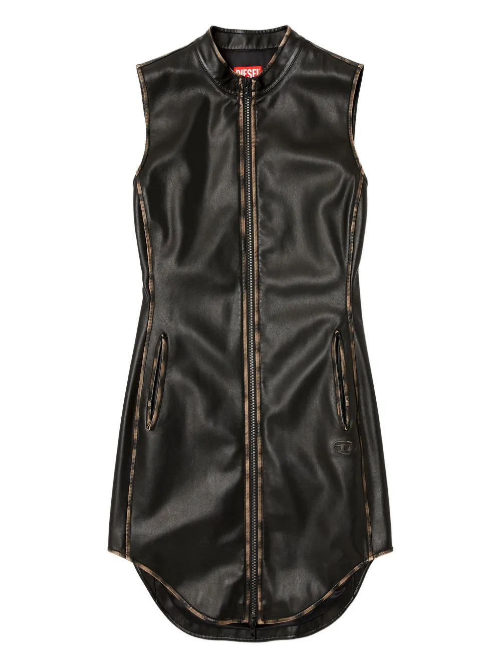Diesel zip-front sleeveless mini dress Zwart