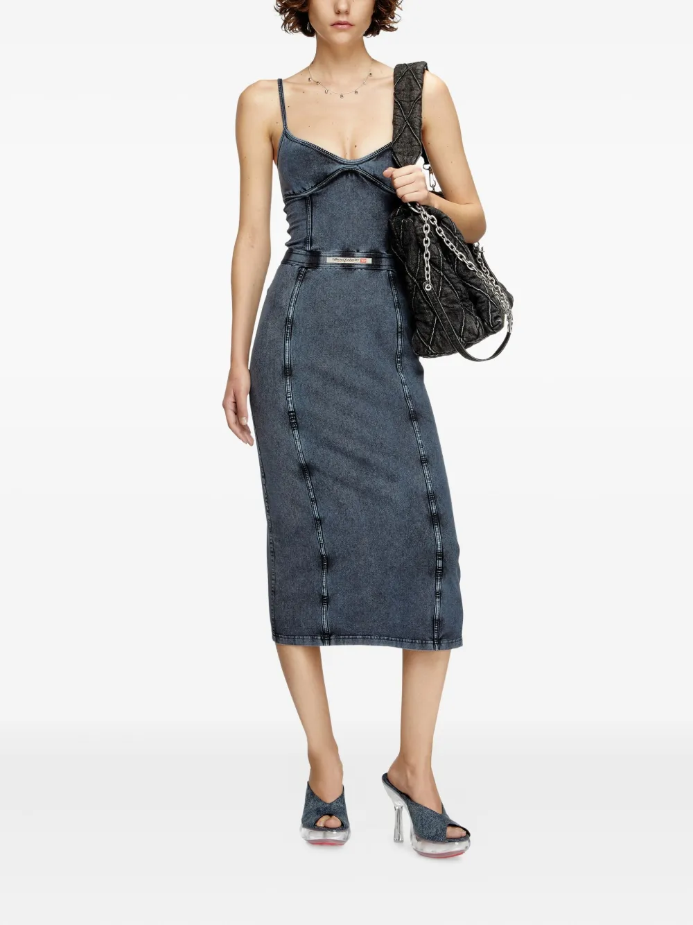 Diesel D-Ony denim midi-jurk - Zwart