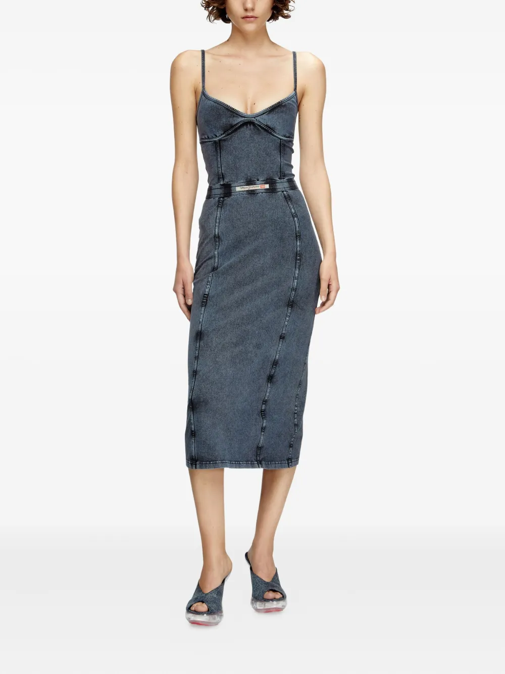 Diesel D-Ony denim midi-jurk Zwart