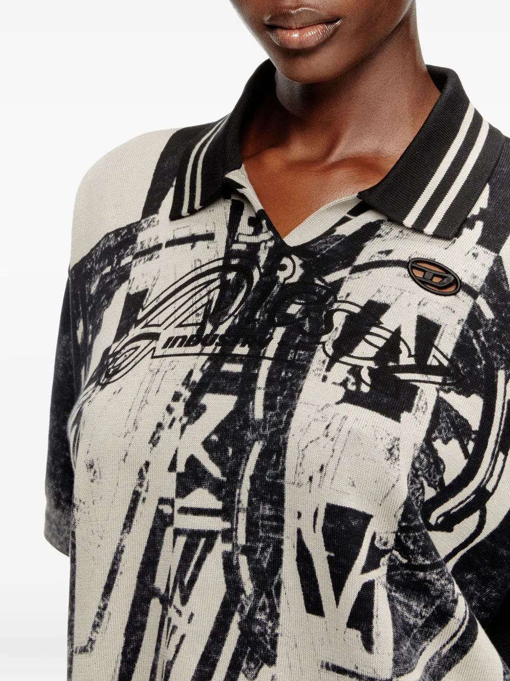Diesel M-Oliba abstract-print polo shirt Beige