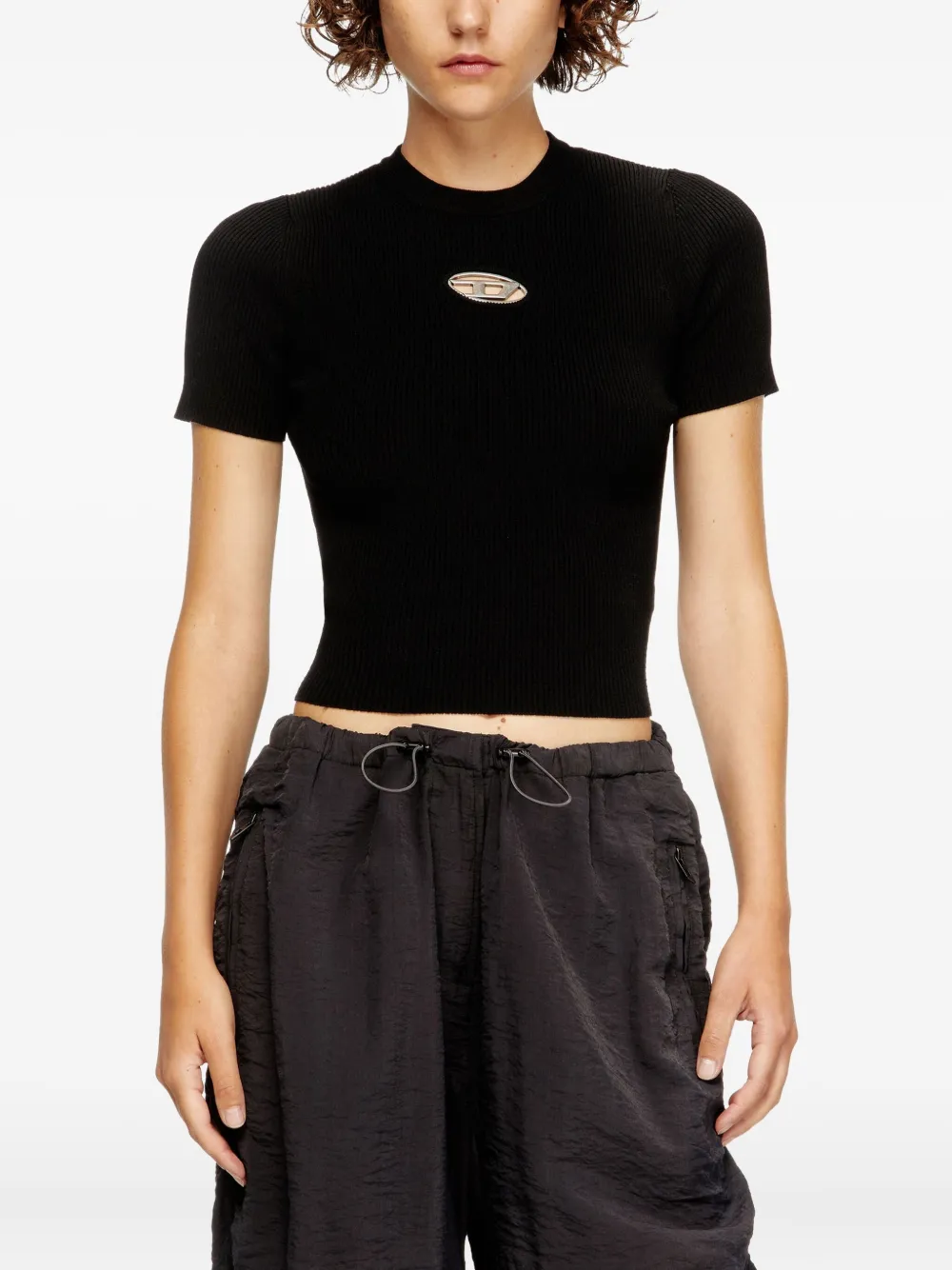 Diesel crew-neck ribbed T-shirt Zwart
