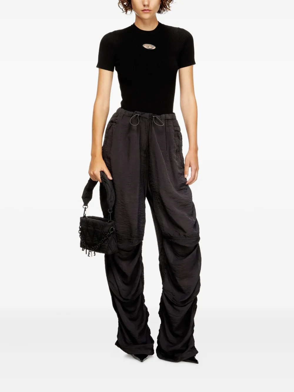 Diesel crew-neck ribbed T-shirt Zwart