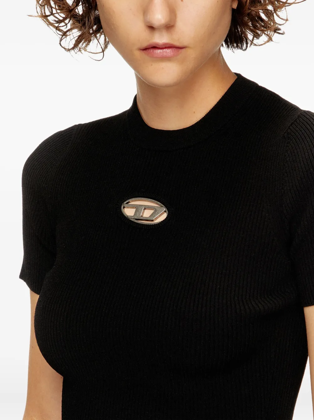 Diesel crew-neck ribbed T-shirt Zwart