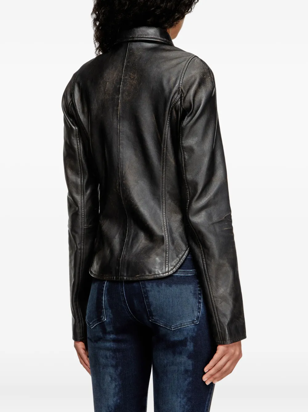 Diesel L-Egrad zip-front shearling jacket Zwart