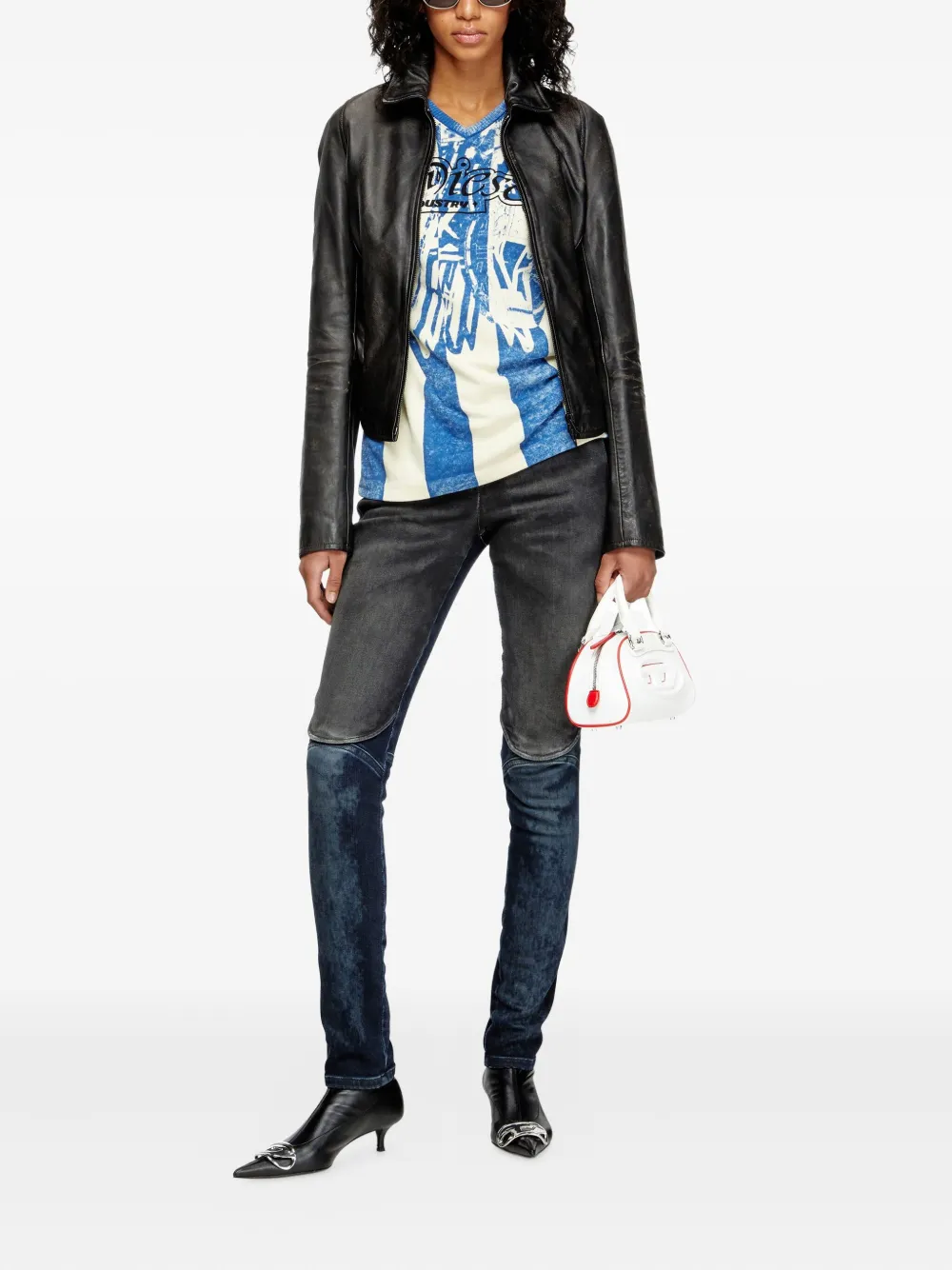 Diesel L-Egrad zip-front shearling jacket Zwart
