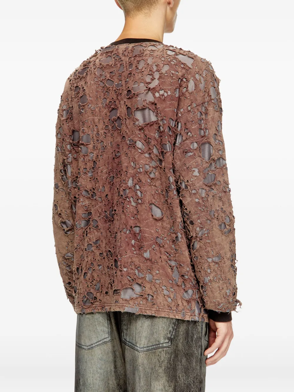 Diesel T-Overt distressed T-shirt Bruin
