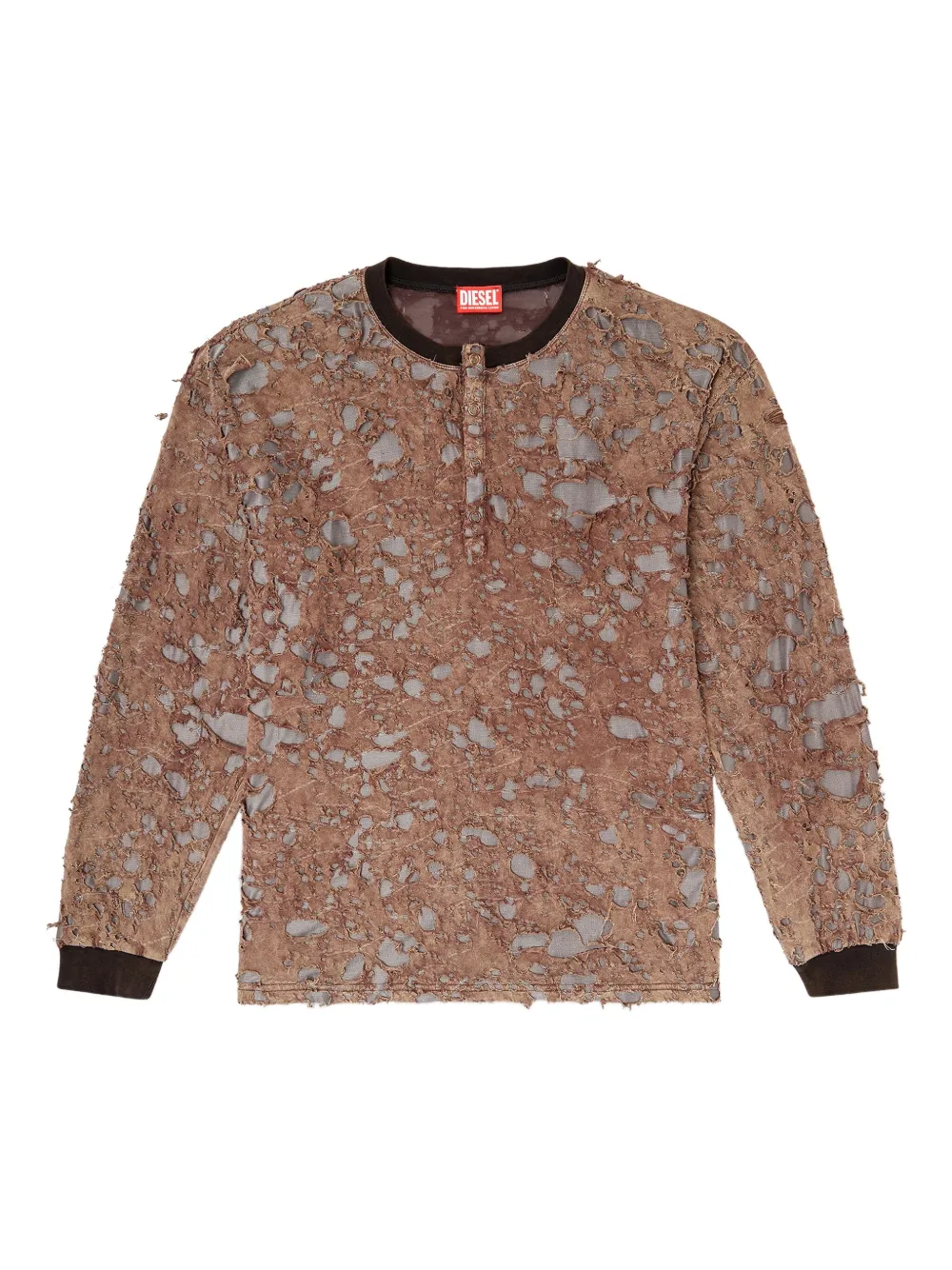 Diesel T-Overt distressed T-shirt Bruin