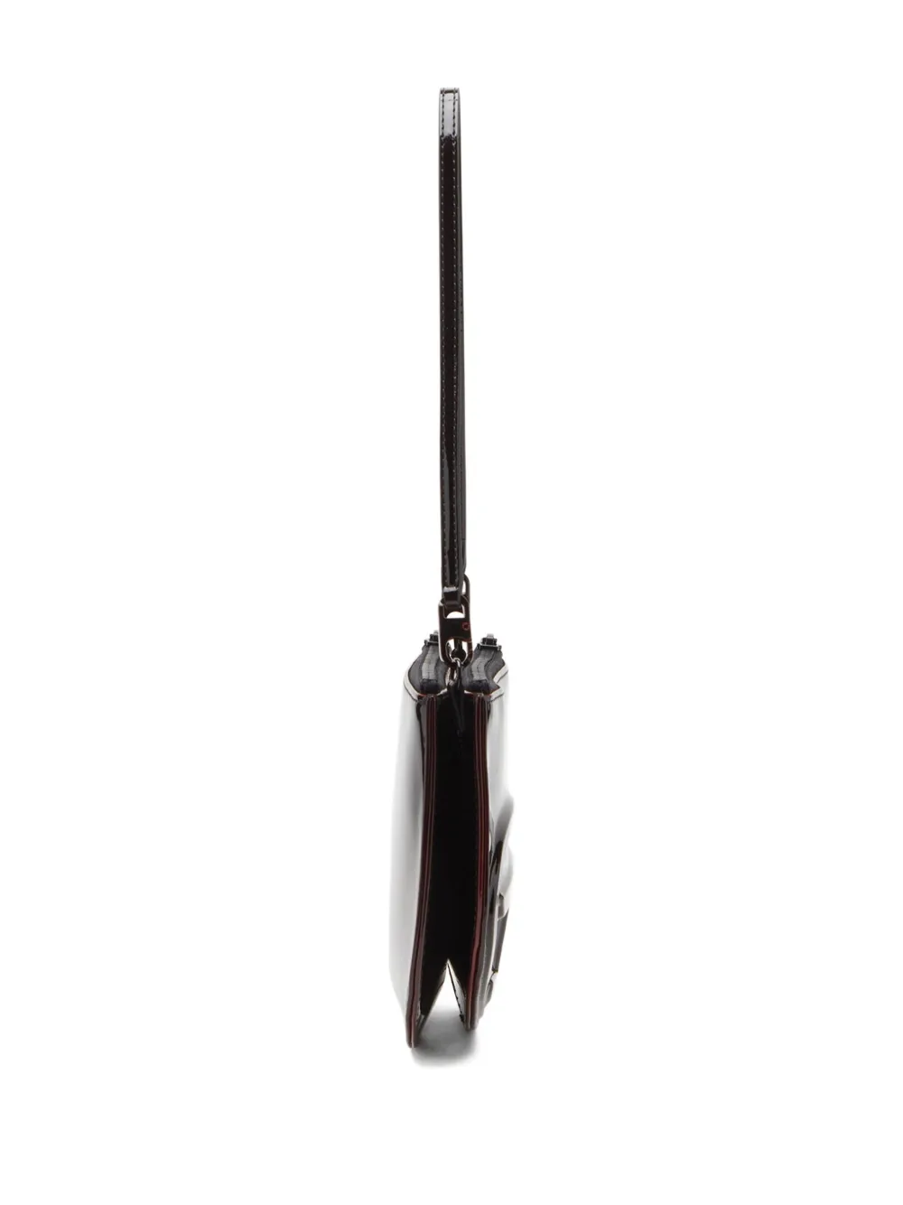 Diesel patent-leather logo shoulder bag - Zwart