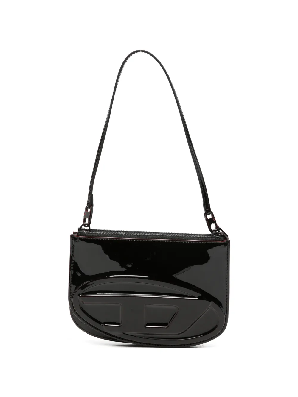 Diesel patent-leather logo shoulder bag - Nero