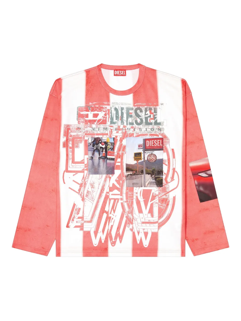 Diesel graphic-print long-sleeved T-shirt Rood